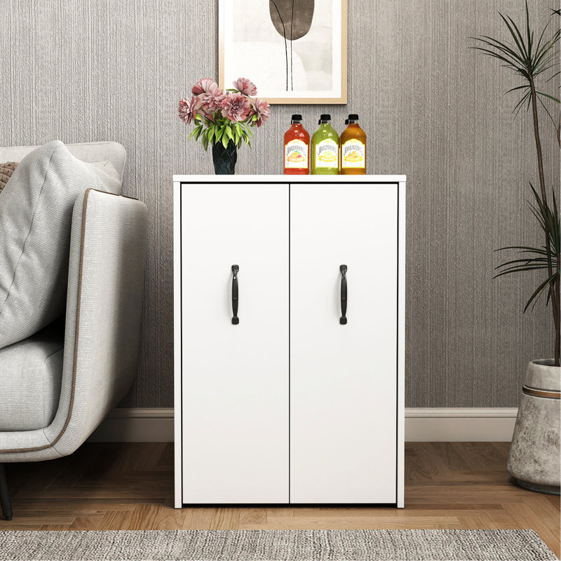 Bibliothèque à 3 niveaux en bois avec porte et tiroir, blanc, largeur 19,31 po, présentoir décoratif