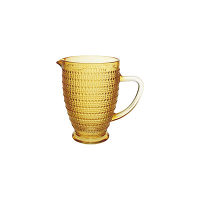 Round Glass Footed Pitcher With Raised Dots