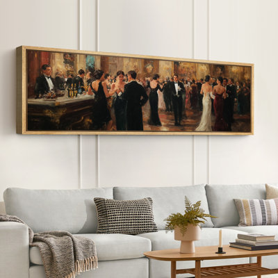 «Luxurious Vintage Ballroom Scene», reproduction d'art sur toile encadrée très grande