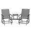 2-Seater Outdoor Glider Bench with 2-Tier Center Table, Breathable Mesh Fabric Seat Gray