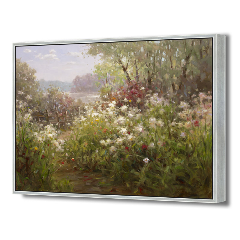 Wildflowers By The Fence Print, 50" H x 74" W, Silver