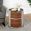 Table d'appoint ronde rétro avec rangement double
