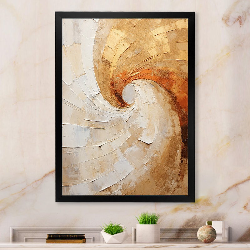 «Gold Beige Spiral Poteries - Abstract Spirals, reproduction d'art sur toile_106135, H 40 po x l 30 po x P 1,5 po