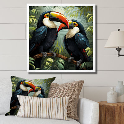 Toucans verts verts - art mural oiseau