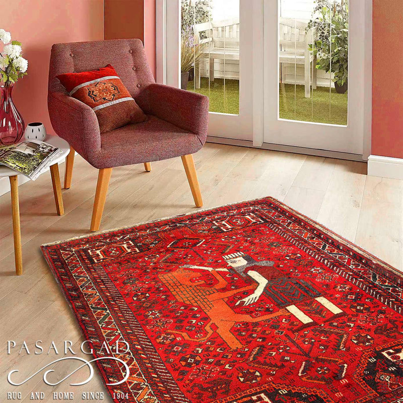Rust Persian Antique Qashgaei Rug 3'11"x5'1"