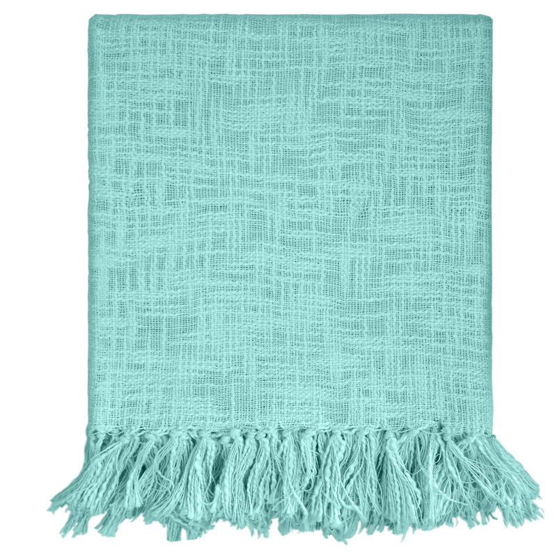 Jeté 100% coton, Aigue-marine