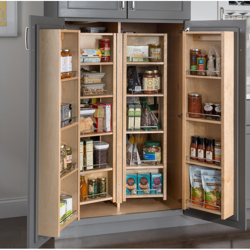 White Birch Pantry Swing Out Cabinet with Adjustable Shelves