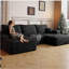 Ensemble de canapé de 107 pouces avec 1 repose-pieds, canapé en tissu simple et moderne, canapé en forme de U confortable, convient au salon, canapé d'angle à siège profond, aucun assemblage requis, noir (tissu en flanelle douce)-1655128460-1655128461-1655128462