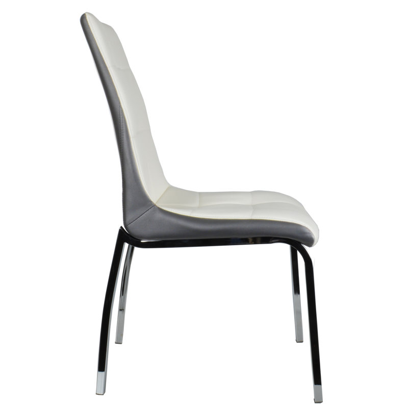 Chaise de salle à manger rembourrée Hullinger, Gris / Blanc