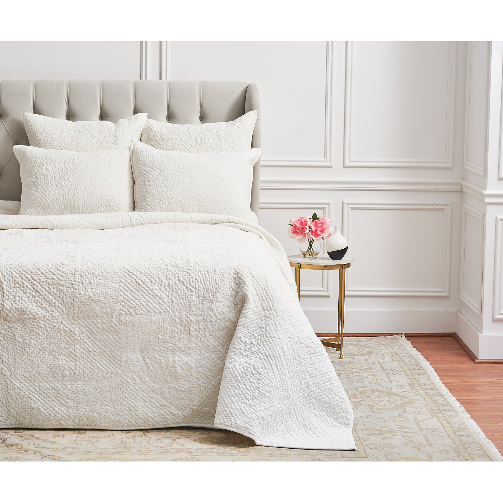Fieldway Cotton Quilt Set, Ivory, Queen Quilt