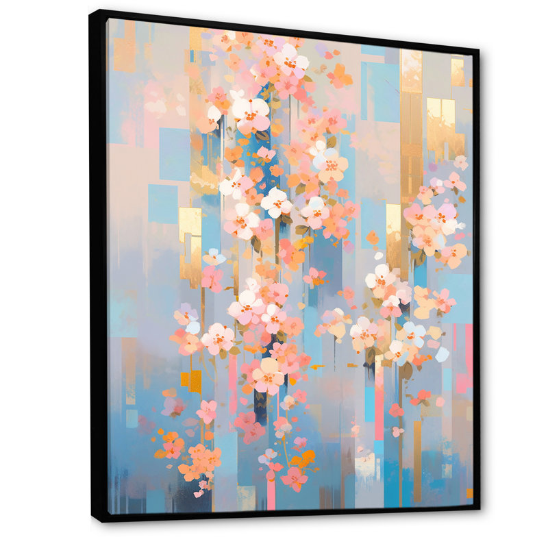Art moderne sur toile, "Modern Modern Cherry Blossom", H 40 po x l 30 po x P 1,5 po, Cadre flottant noir