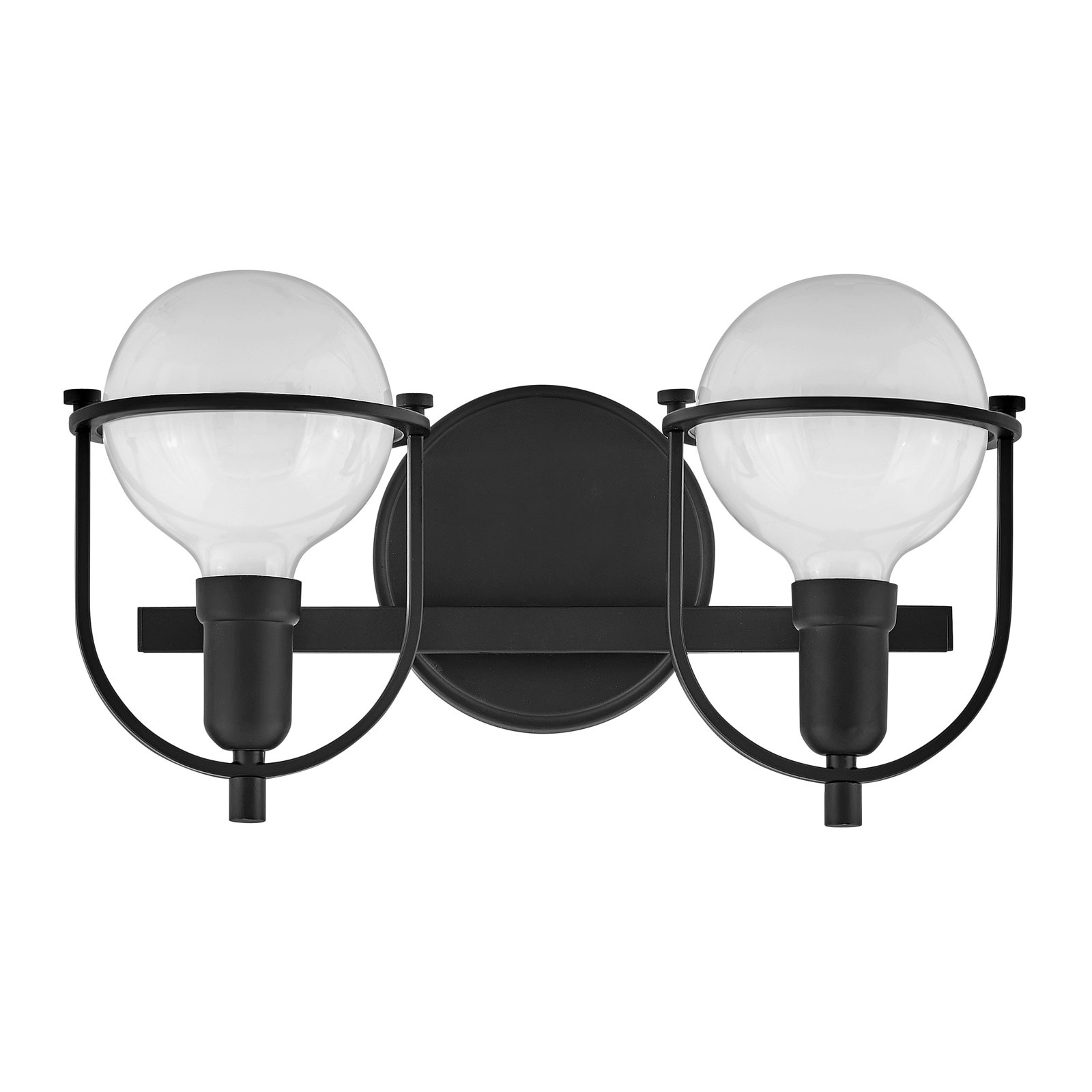 Damiana Vanity Light, Black, 2 Lights, 9" H x 16" W x 7.5" D