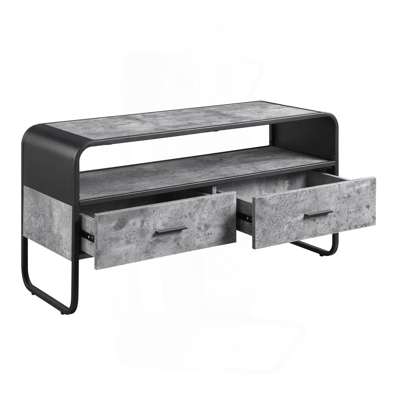 Meuble télé moderne et élégant avec finition noire et étagère avec tiroirs de rangement et meubles de salon de luxe gris béton