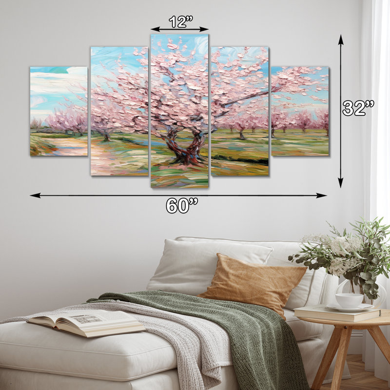 Vangogh Blooming Cherry Trees - Vangogh Canvas Art Print - 5 Panels