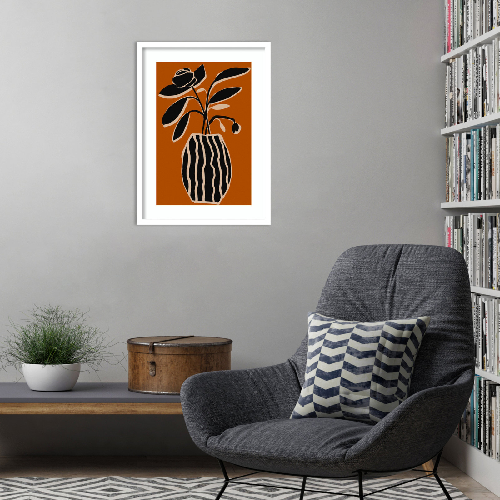 Ochre Still Life No 5 by Treechild, White Framed, 25" H x 19" W x 1" D