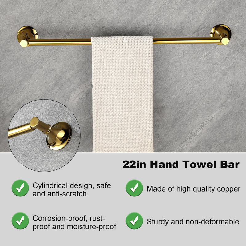 6pcs Brass Bathroom Hardware Set,hand Towel Bar,toilet Paper Holder,robe Hook,towel Bar,wall Mounted Bathroom Accessories Set