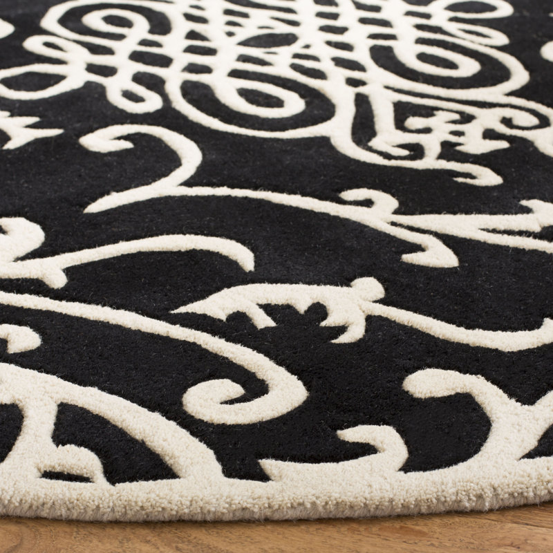 Tapis noir en laine touffeté à la main Westmanland, Tapis de couloir 2 pi 6 po x 12 pi