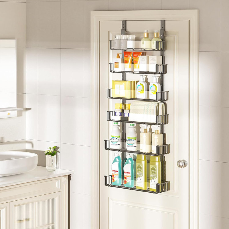 Organisateur de garde-manger au-dessus de la porte avec panneau en acrylique transparent, support à épices réglable à 6 niveaux pour la cuisine, l'armoire et le rangement, installation facile, conception peu encombrante