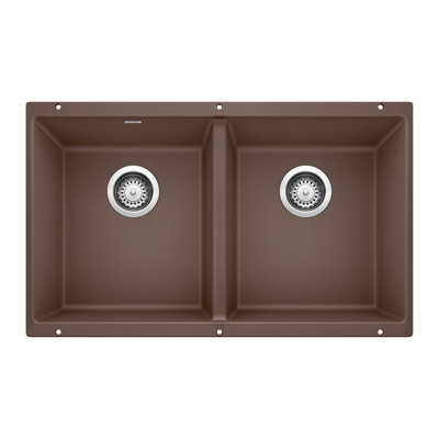 Precis Silgranit 30" L x 18" W Double Basin Undermount Kitchen Sink with Basket Strainer