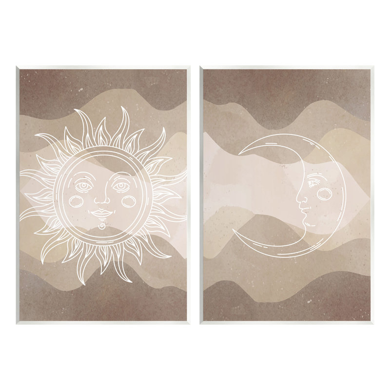 «Astral Boho Sun & Moon», ensemble de 2 plaques murales par Lil 'Rue, H 19 po x l 13 po