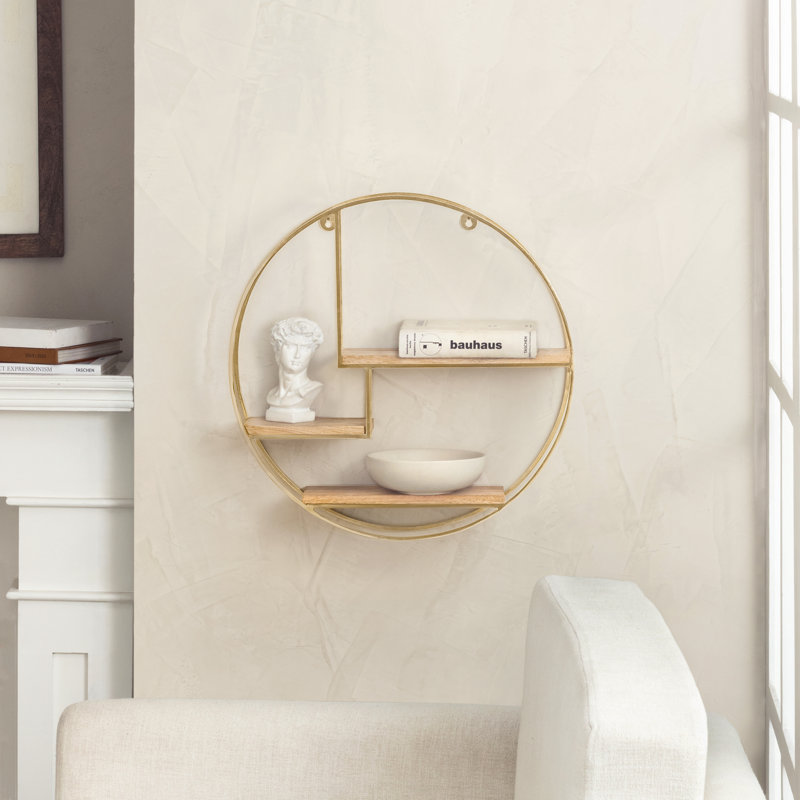 Elysant 3 Piece Circle Floating Shelf, Gold