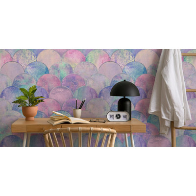 Pastel Mermaid Scale Geometric Wallpaper