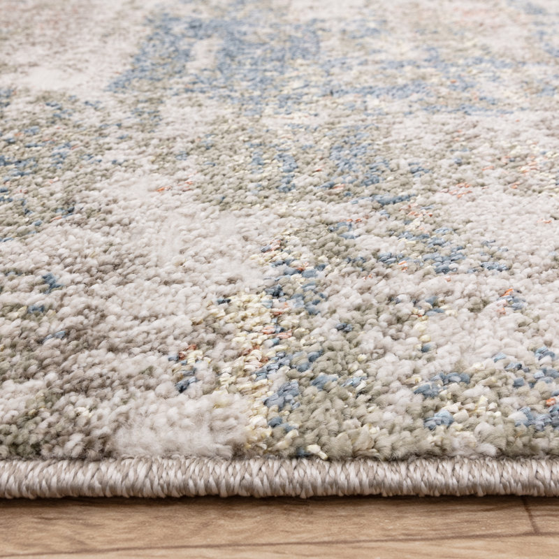 Delanor Abstract Ivory/Blue Area Rug, Rectangle 120 x 160 cm