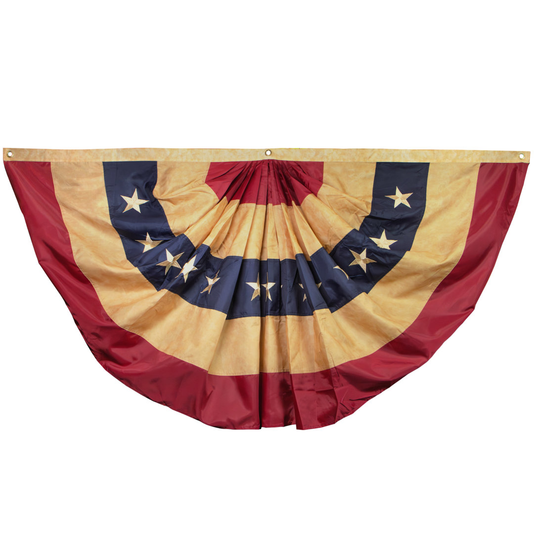 Vintage Style USA Pleated Fan Flag, 36 x 72 in. American US Bunting Flags ANLEY