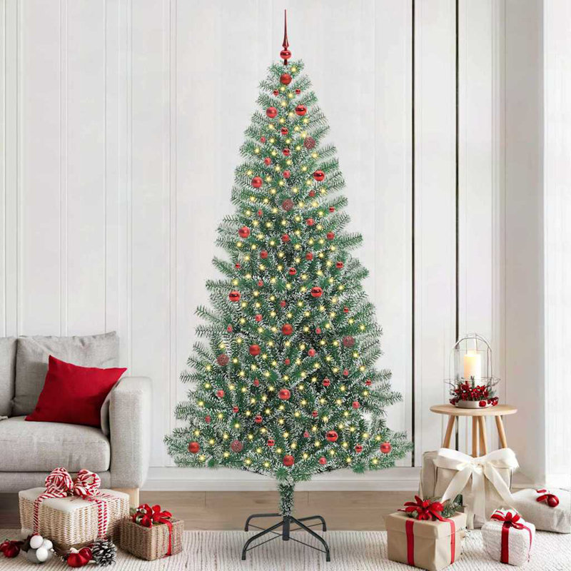 vidaXL Artificial Christmas Tree Snow Flocked with LED Light, 7.87 ft