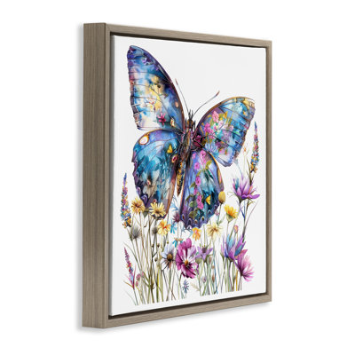  Spring Garden Butterfly Framed Floater Canvas Wall Art by LSR Design Studio