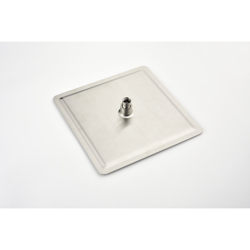 Pomme de douche 12 po à fixation murale, nickel brossé, laiton, profondeur 59 po, largeur 12 po, hauteur 60 po, fixation 9,78 lb, apparence nickel