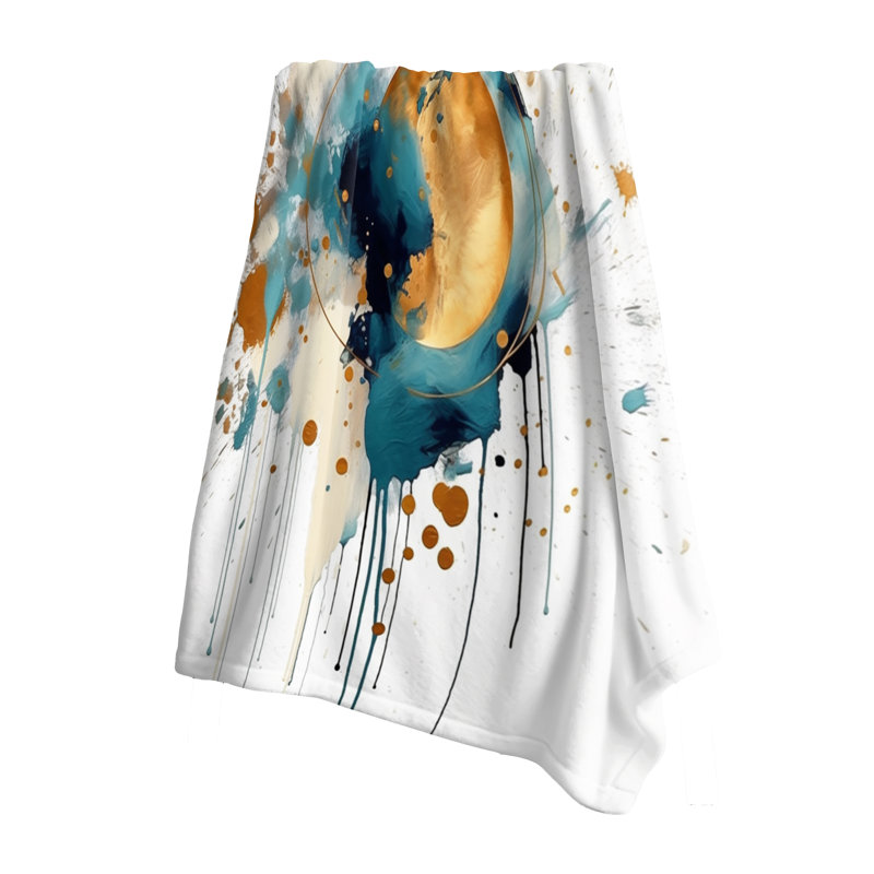 Jeté Teal Adn Gold Elegance I - Abstract Minimalisme