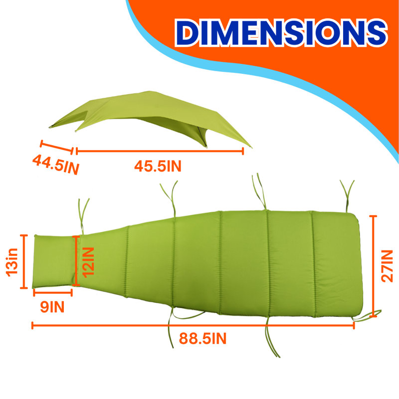 Coussin de siège Nagina, H 2 po x l 27 po x P 88 po, Vert