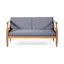 Table basse d'appoint en bois avec coussins gris foncé d'apparence