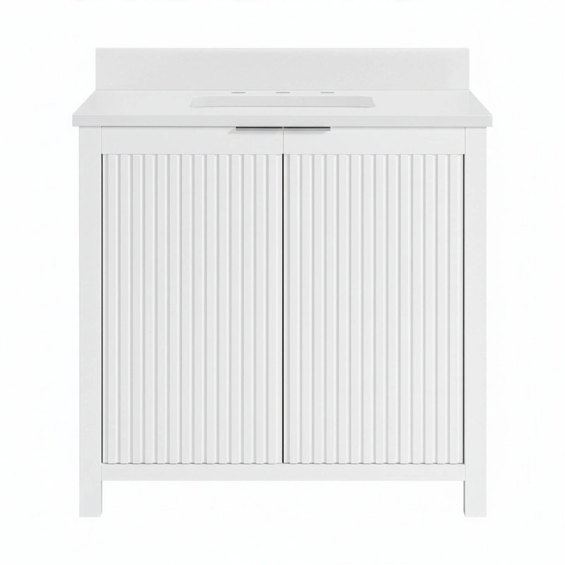 Through Lines 36" Single Bathroom Vanity, White