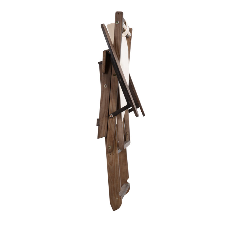 Elshad Folding Beach Chair, Beige, Dark Brown