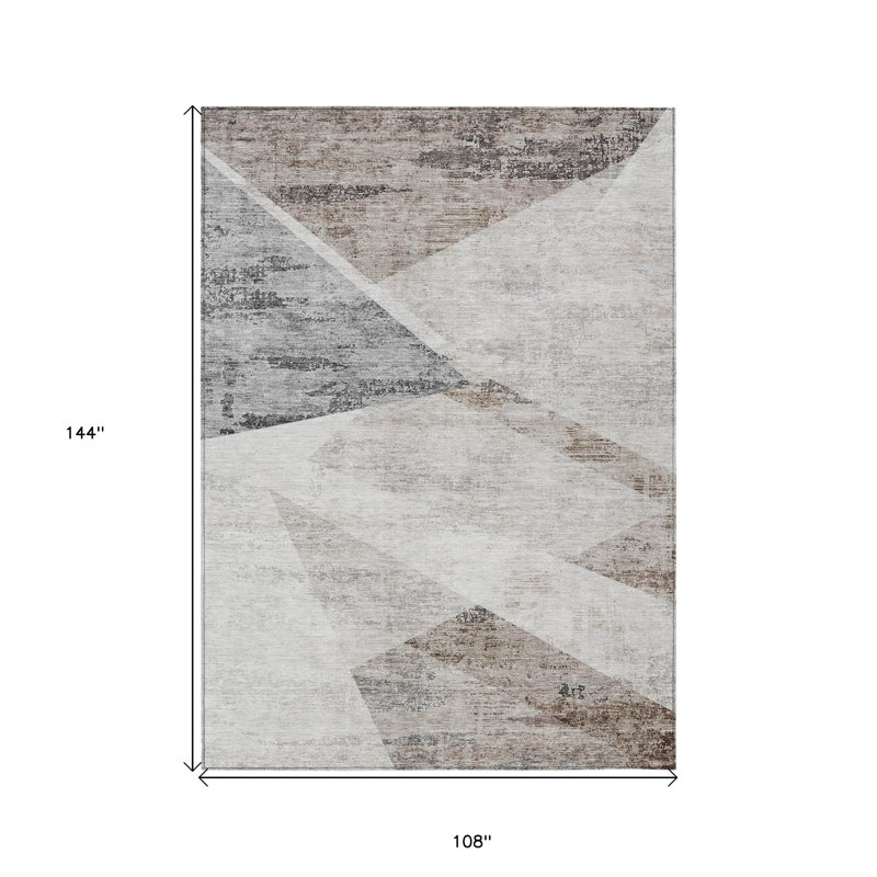 Tapis intérieur lavable abstrait 9 pi x 12 pi beige