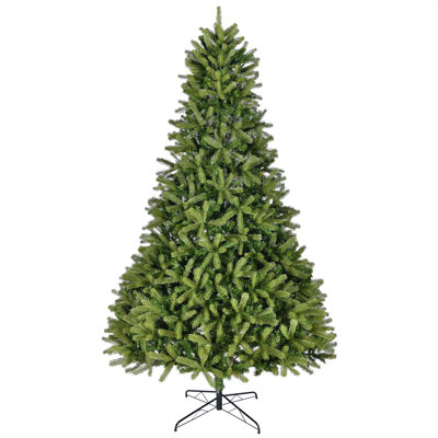Arbre de Noël artificiel à charnière non éclairé 9 pi avec 2576 pointes de branches mixtes en PE et PVC