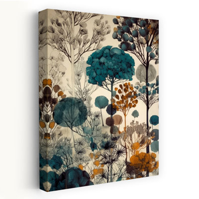 Vibrant Botanical Forest Abstract Succulent Flower Nature Wall Art Print 1 Piece Wrapped Canvas Wall Art