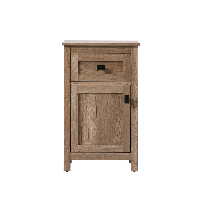 Destinique Freestanding Bathroom Cabinet, Natural Oak/Matte Black
