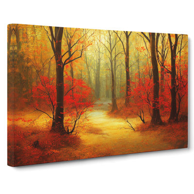 Shining Autumn Forest - Wrapped Canvas