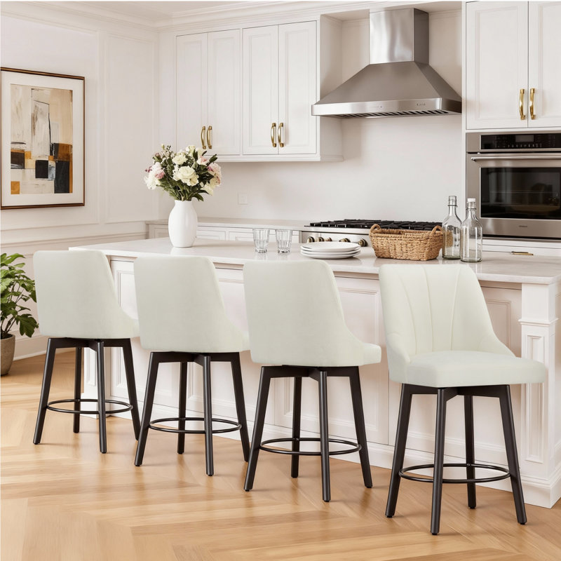 Swivel Upholstered Counter Stool, White