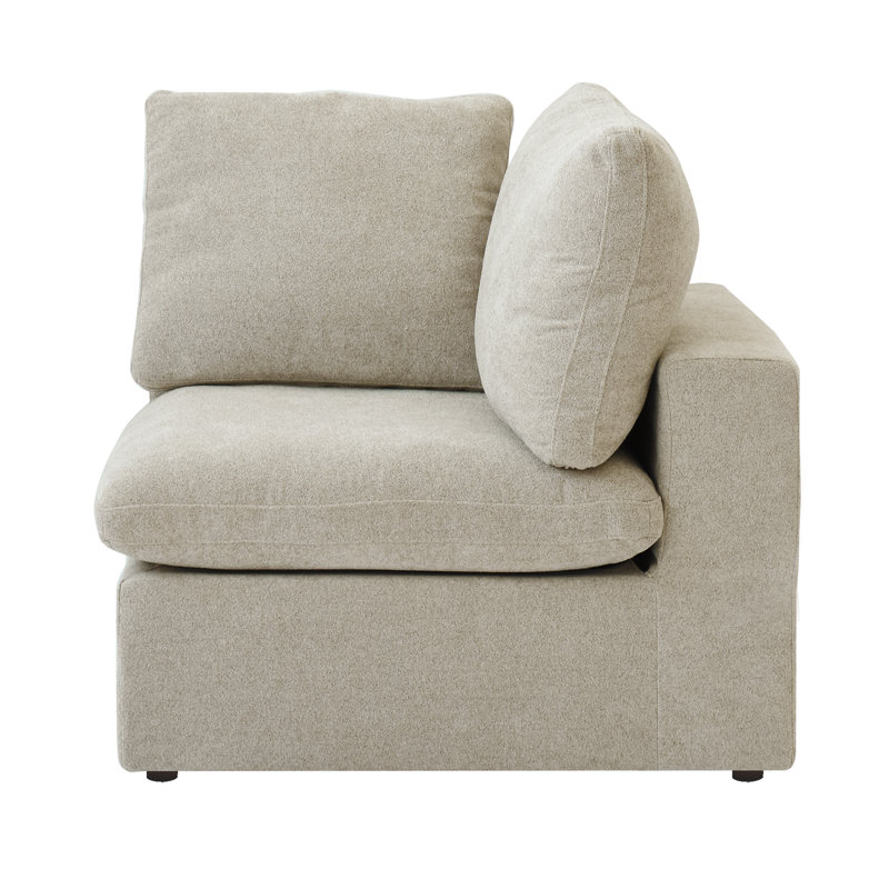 Fauteuil d'angle à housse en lin mélangé, Kaki