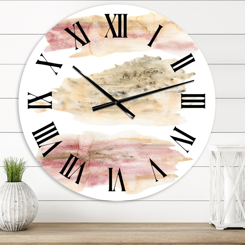 Nuage abstrait doré et rose - horloge murale moderne, Petit