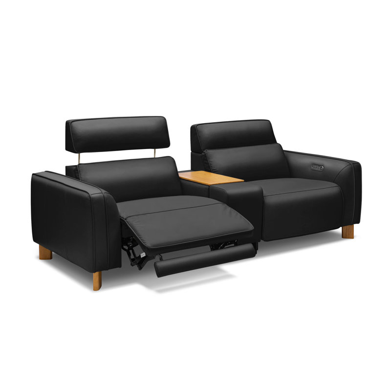 Causeuse en cuir Lesley, Noir