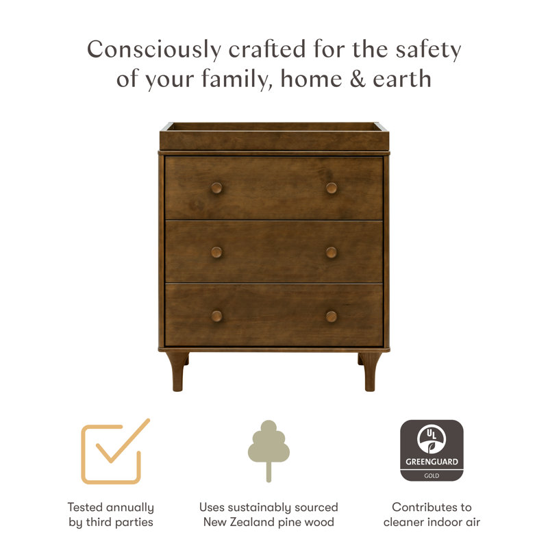 Lolly 3 Drawer Changing Table, Natural Walnut