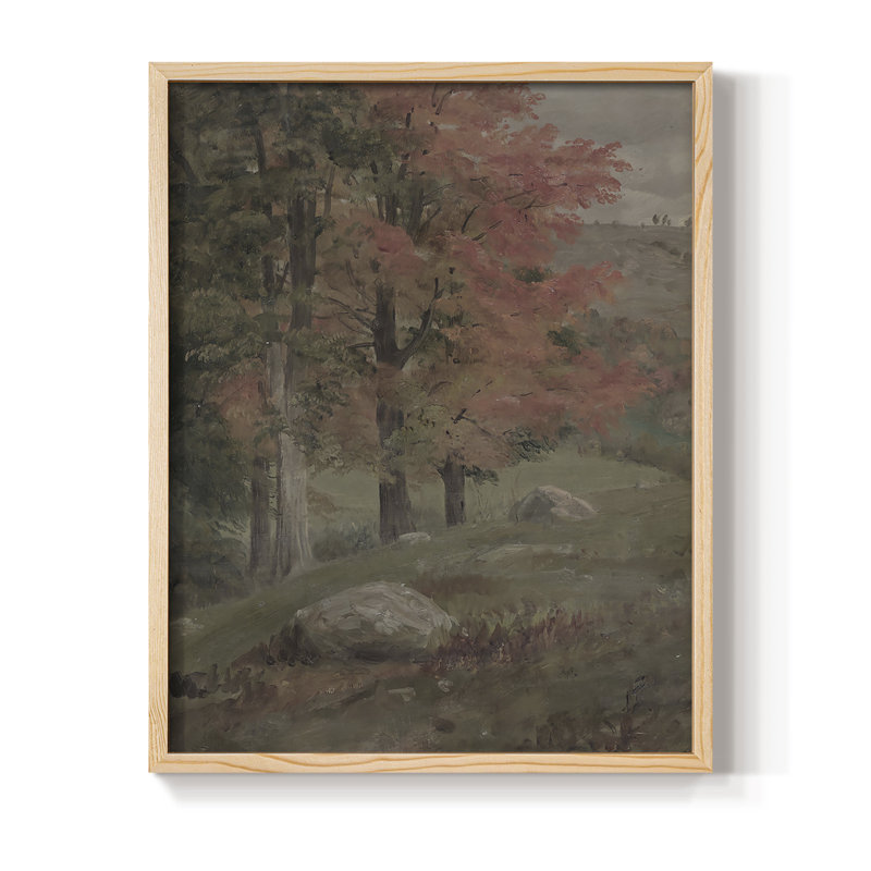 «Vintage Landscape Cxxix», reproduction encadrée - bois massif, Naturel, H 30 po x l 24 po