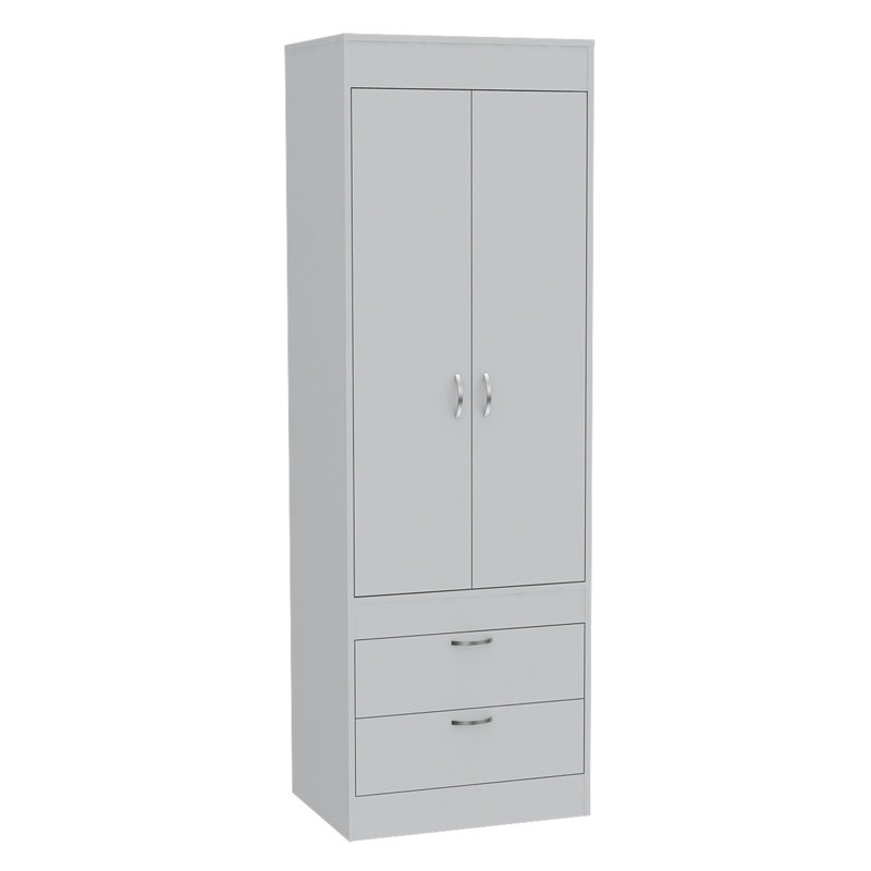 Lisboa 2-Door Armoire, 70.4" H x 18.9" W x 23.3" D, White