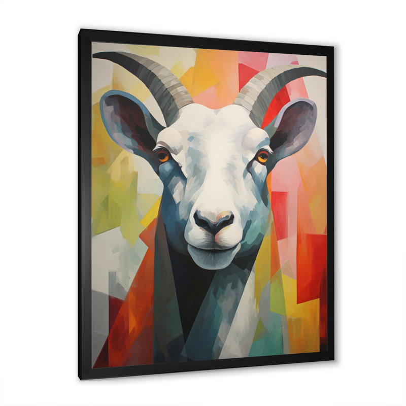 «Abstract Colorful Sheep I», reproduction sur toile, H 32 po x l 24 po x P 1 po, Cadre photo noir