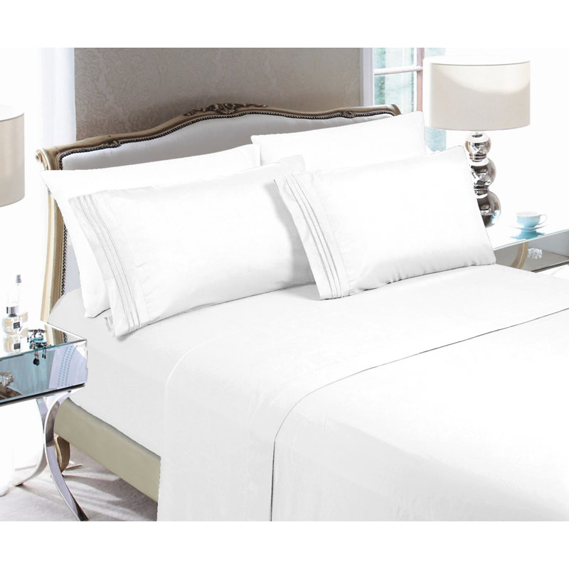Microfiber Sheet Set with Deep Pocket Fitted Sheet, Full Sheet Set with 2 Pillowcases, White